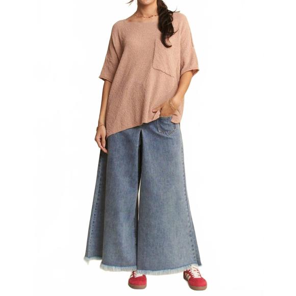 Davi & Dani Patch Pocket Wide Leg Culotte Jeans